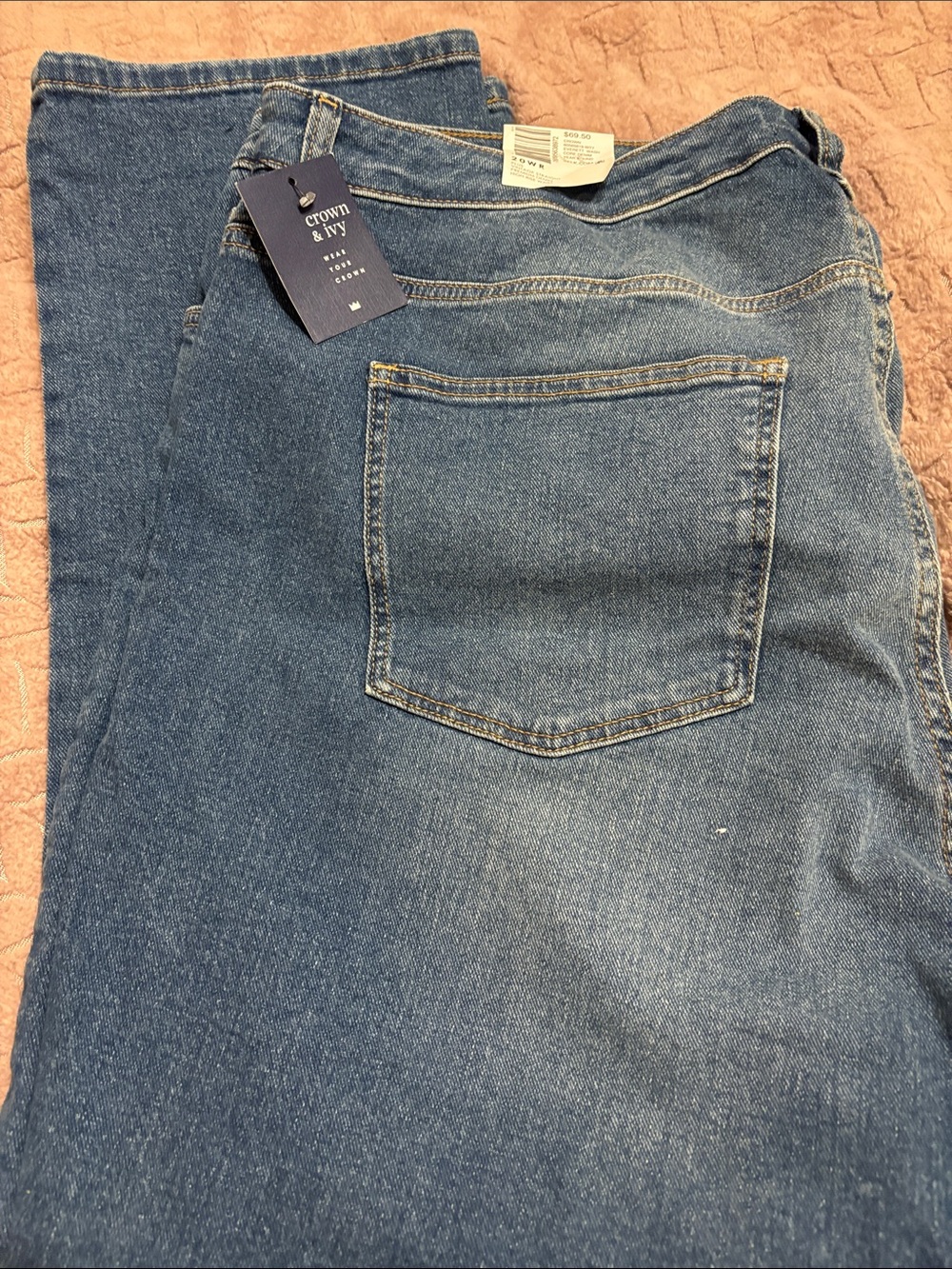 crown & ivy Classic Mid Blue Straight Leg Jeans